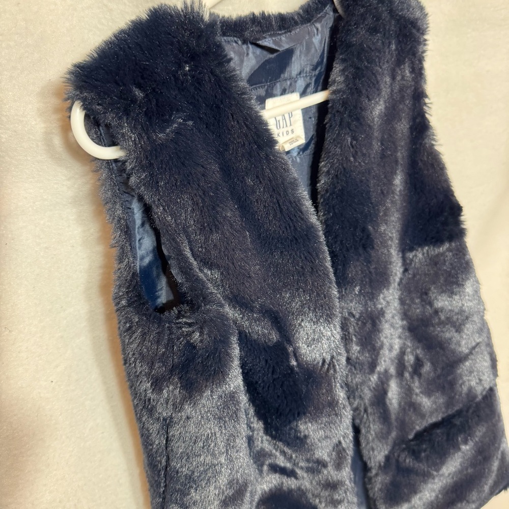 GAP Kids Faux Fur Navy Blue Vest